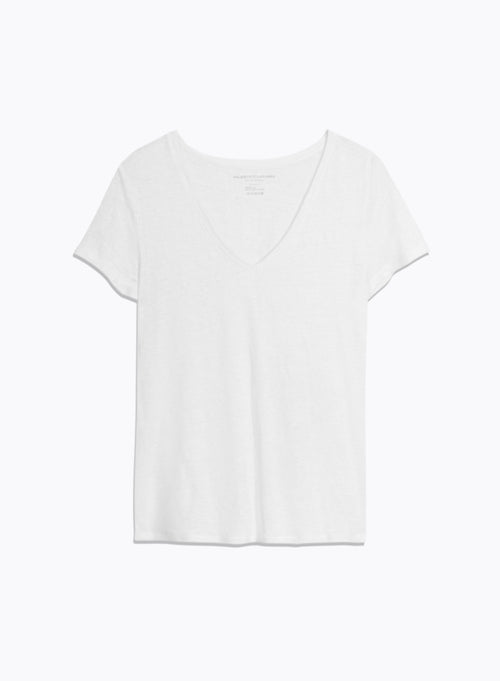 "V-neck Short Sleeve T-shirt Linen / Elastane" - MAJESTIC FILATURES